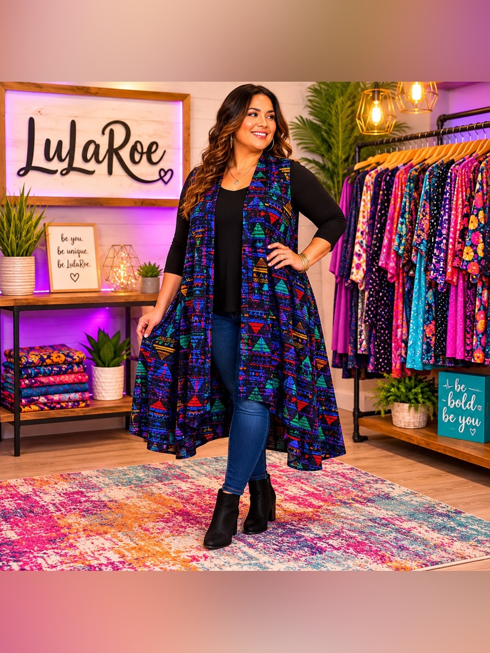 12LU. LuLaRoe Aztec Print Lightweight Vest Duster (XL)